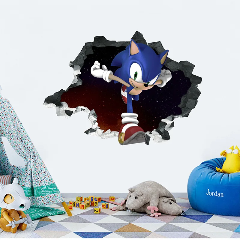 New Sonic DIY Wall Sticker Hedgehog Children's Room Graffiti Decoration 3D  Detachable Cartoon Game Sticker PVC Gift