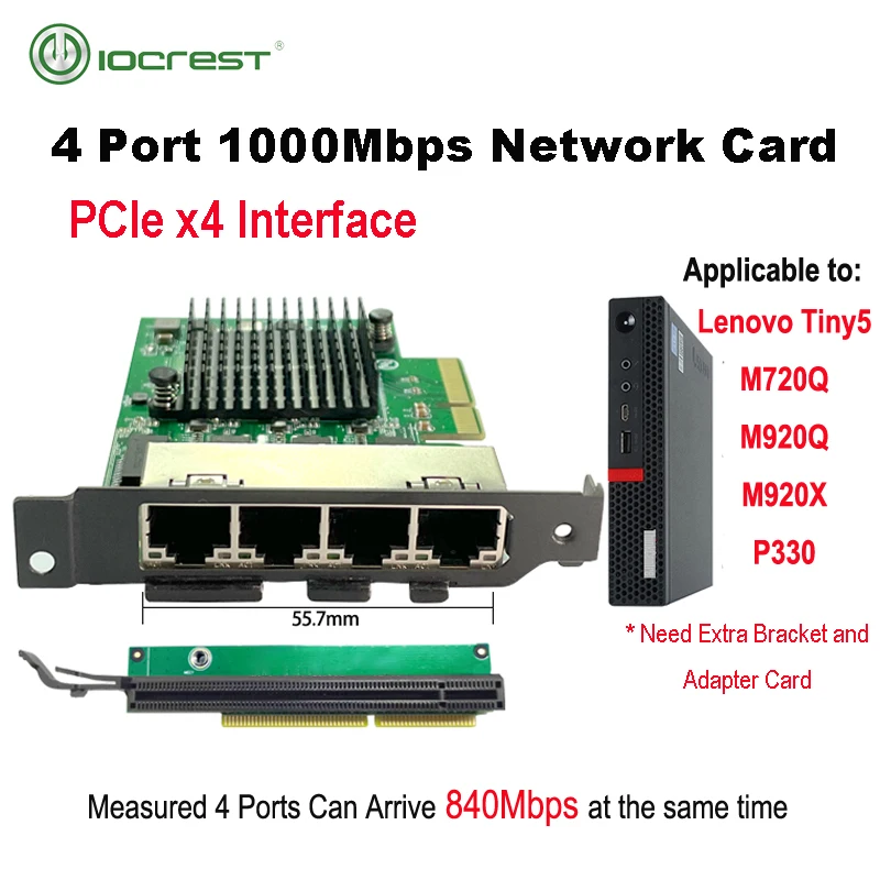 Portas Gigabit Ethernet Lan Cartão Pciex4 1000mbps Nbc Rtl8111h Chips Projetados para Pequenos Cases de Lenovo M720q M920x P330 4