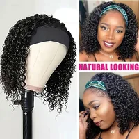 Bandeau cheveux humains Bob Afro crépus bouclés 250 densité brésilien Remy cheveux Afro profond bouclés sans colle écharpe perruques pour les femmes noires 3