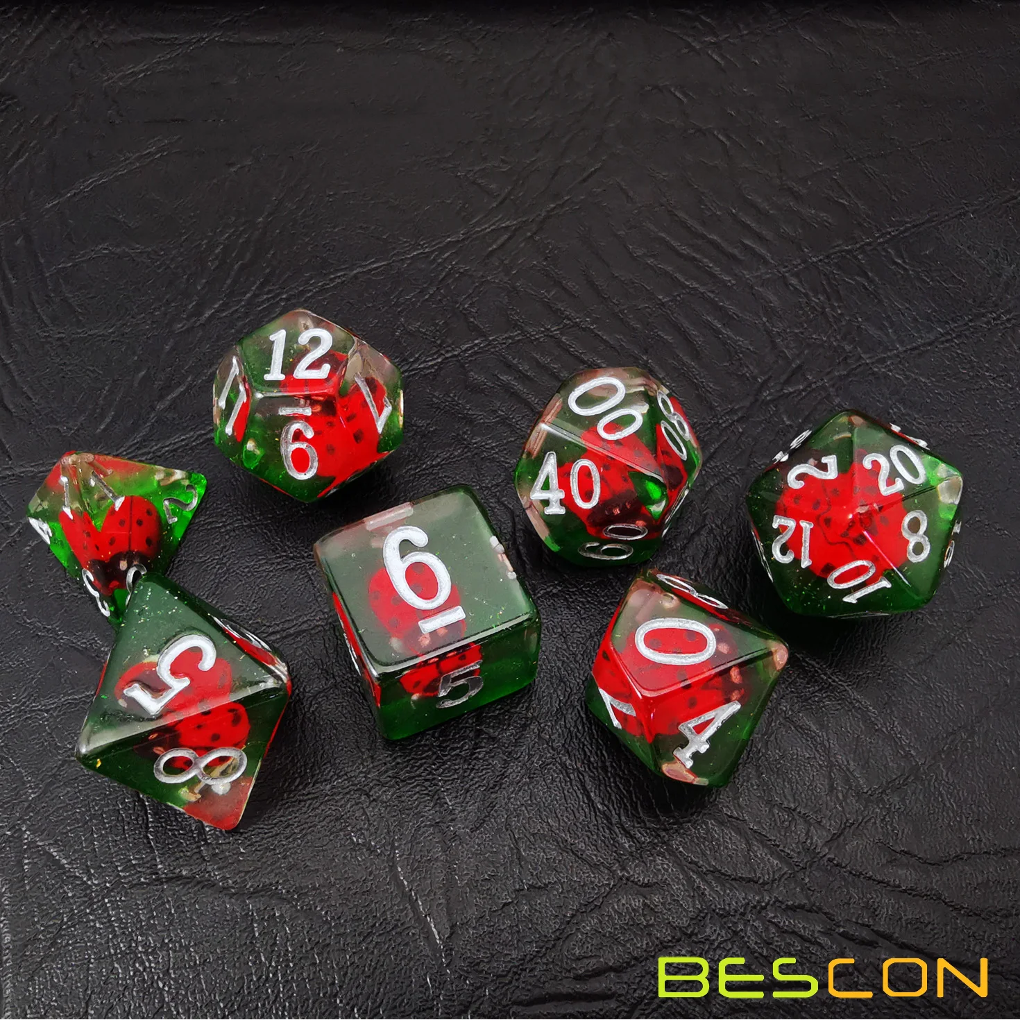 Bescon Red Ladybug RPG Dice Set of 7,  Novelty Ladybugs Polyhedral Game Dice set 5