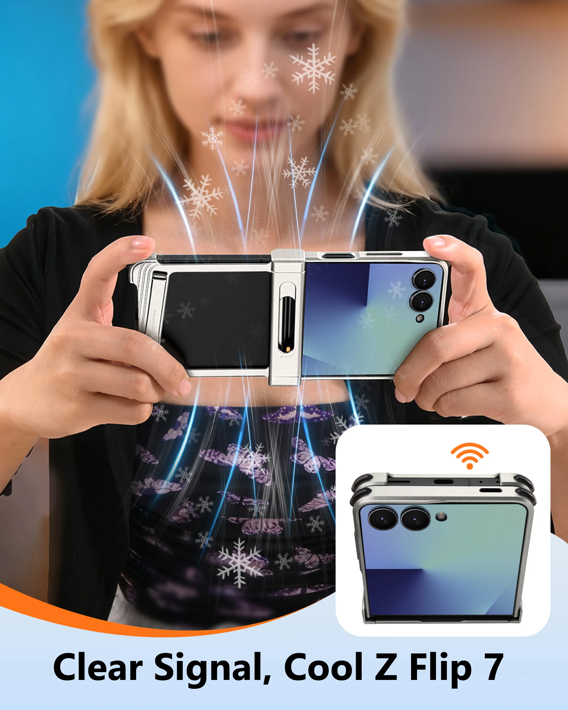 Eary for Samsung Galaxy Z Flip 7 Phone Case Metal for MagSafe With 0-90°Adjustable Holder Stand 7 Thicken Shockproof Protection