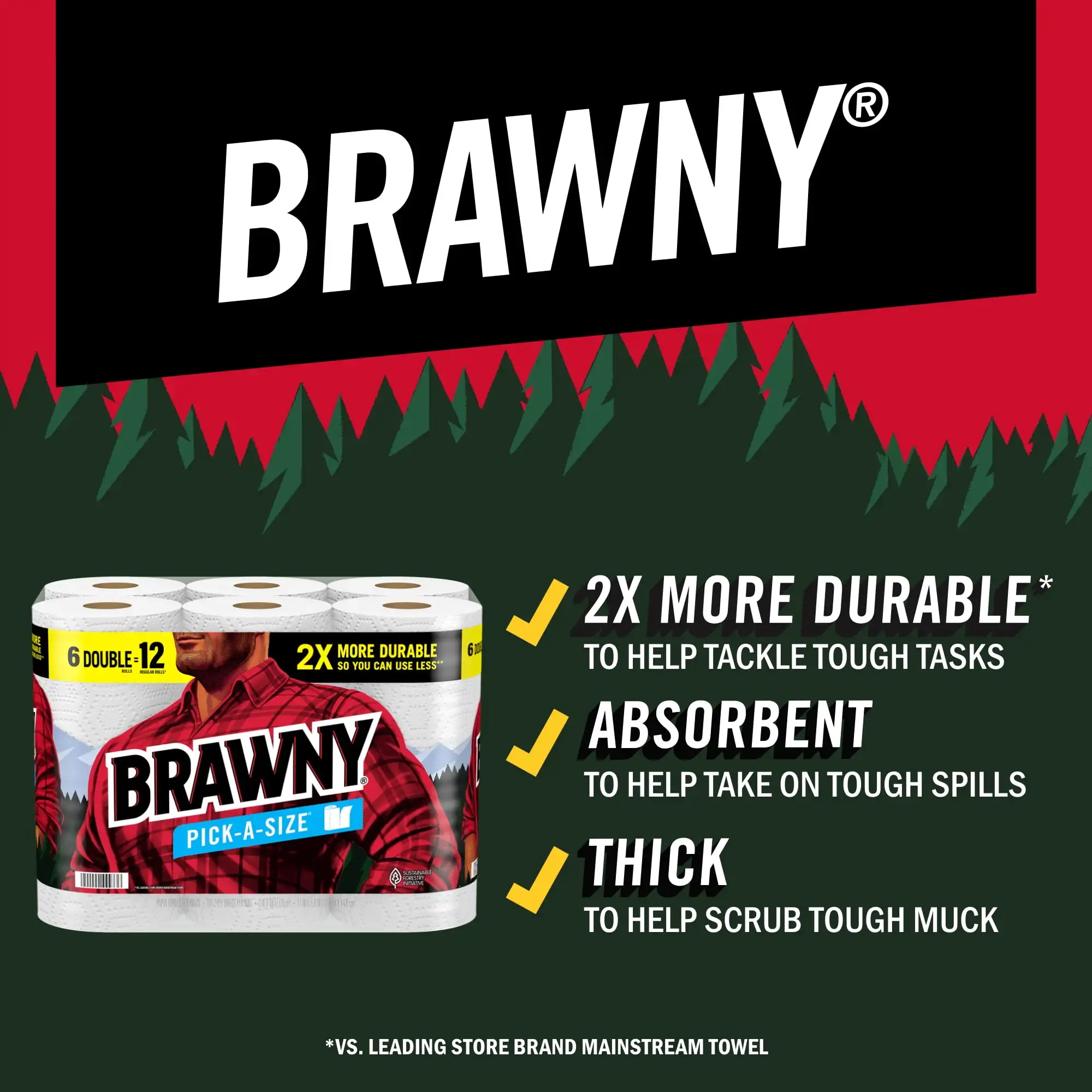 Pick-a-Size Paper Towels 6 Double Rolls Strong Durable and Absorbent Perfect for Tough Messes and All Your Everyday Cleaning