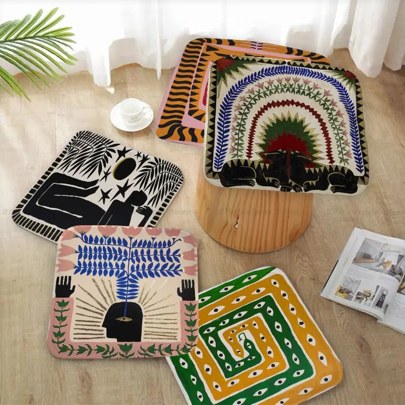 

Ancient Egypt Abstract Colorful Tiger Leopard Cushion Mat Sofa Mat Dining Room Table Chair Cushions Unisex Anti-slip Cushion Pad