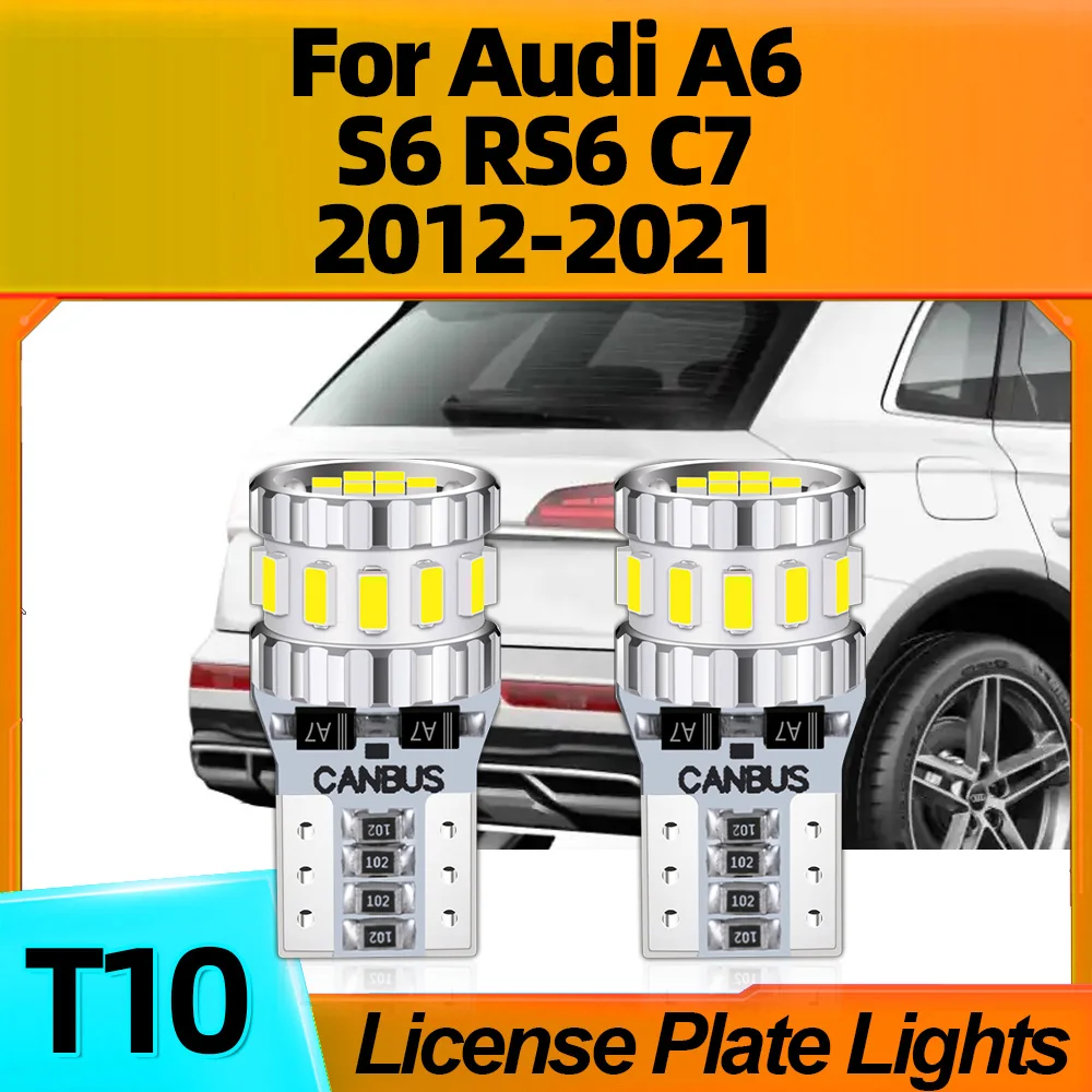

2Pcs Canbus No Error T10 LED License Plate Light Lamps W5W For Audi A6 S6 RS6 C7 2012 2013 2014 2015 2016 2017 2018 2019 20 2021