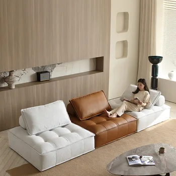 Beancurd 조각 원단 소파 단일 모듈 무료 조합 사각형 소파 헤드 레이어 소가죽 Elemen