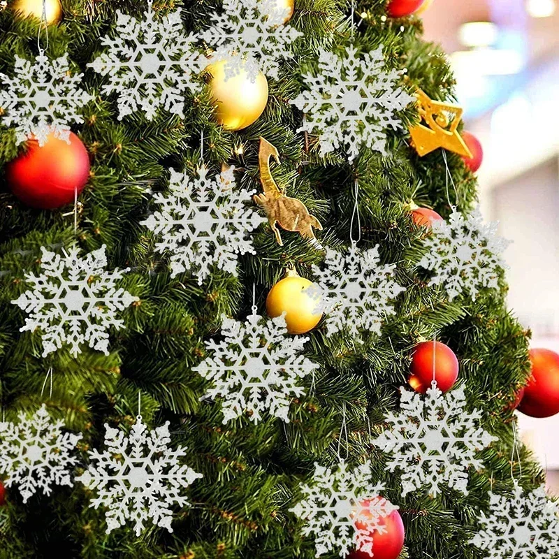 Décoration De Sapin De Noël En Forme De Flocon De Neige Scintillant - Ornement LED Argenté
