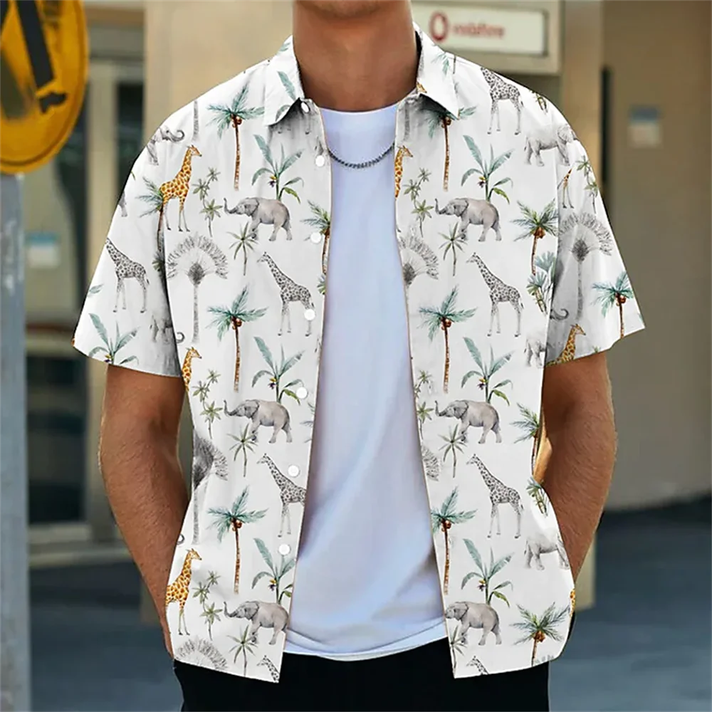 

2023 Men's Casual Shirts Short Sleeve Tops Coconut Graphic Streetwear Oversized Apparel Summer Clothing Hawaiian Shirt Mens New