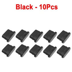 Silicone USB - C Dustplug Protector - Soft Anti - Dust Charging Port Cover (Black - 10PCS)