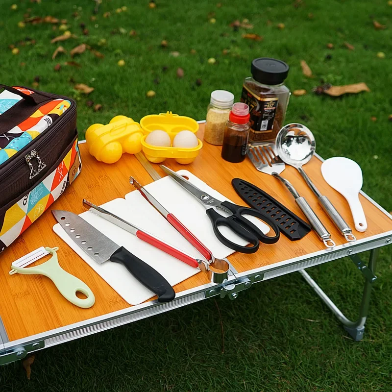 Outdoor Camping Cooking Tools Mini 11-Piece Set Portable Barbecue Picnic Kitchen Gadgets Dormitory Essentials Camping Gear