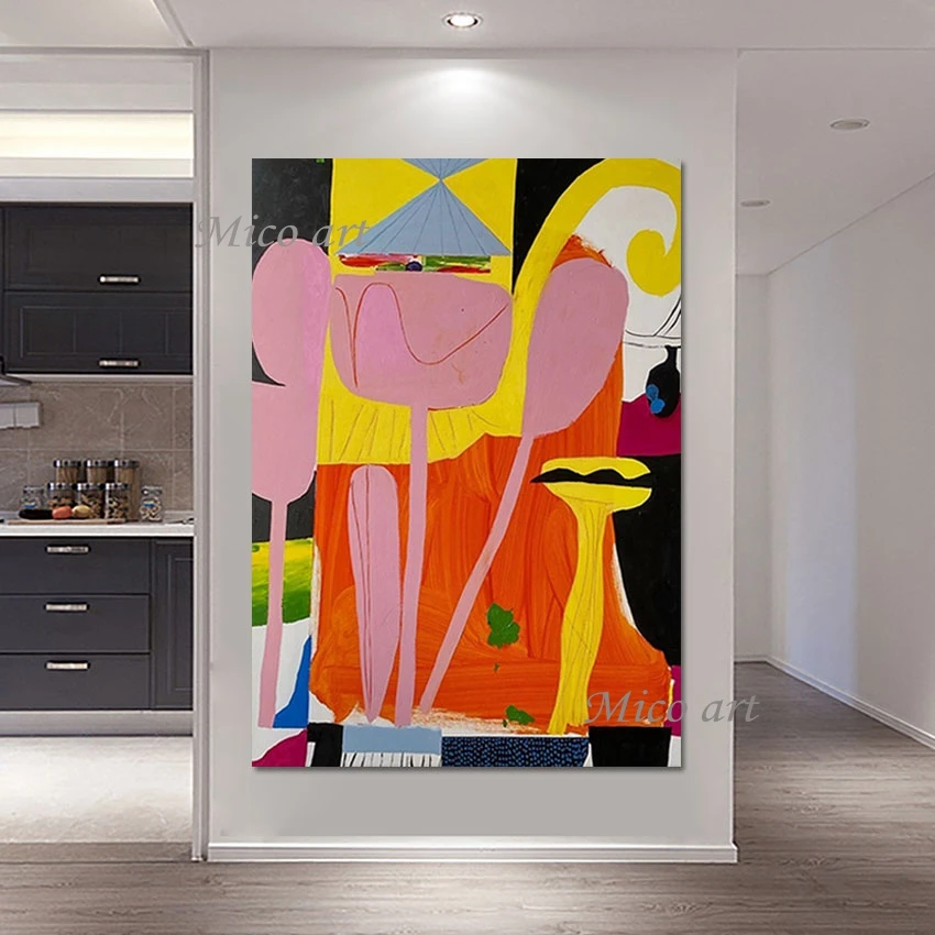 

Wall Picture Art Gallery Decoration Canvas Roll Abstract African Paintings No Framed Hotel Artwork High Tower Hand Drawing