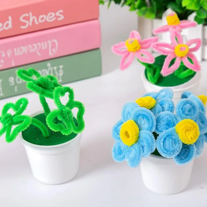 10-100PCS Chenille Stems Colorful Plush Tinsel Sticks Pipe Cleaner Crafts Kids Educational Toys Creative Handmade DIY Supplies Chenille Pipe Cleaners Craft Supplies Chenille Craft Supplies