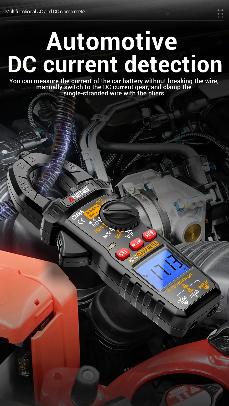 ANENG CM86 Digitales Multimeter Stromzangenmessgerät 600A AC/DC Strom Spannung Diode NCV Spannungserkennung Professionelle Elektrikerwerkzeuge – Detail 5
