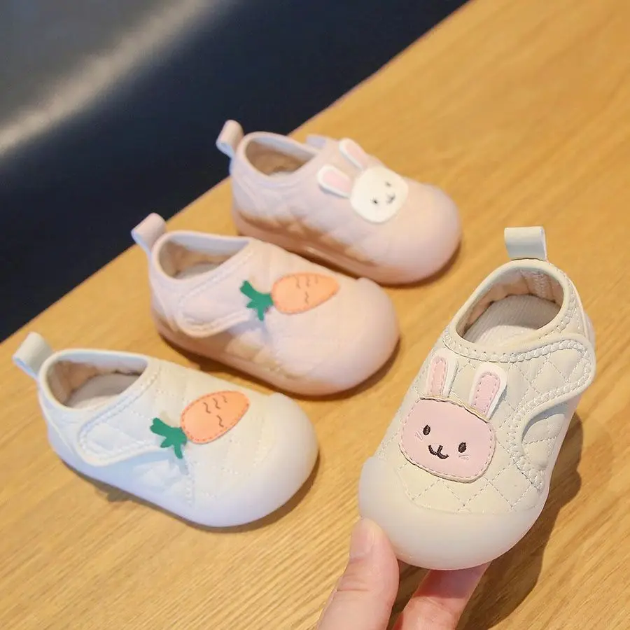 

Baby Girls Shoes Fashion Plaid Sneakers Newborn Boys Cute Bunny First Walkers Shoes Infant Toddler Soft Sole Non-slip Flat Shoes