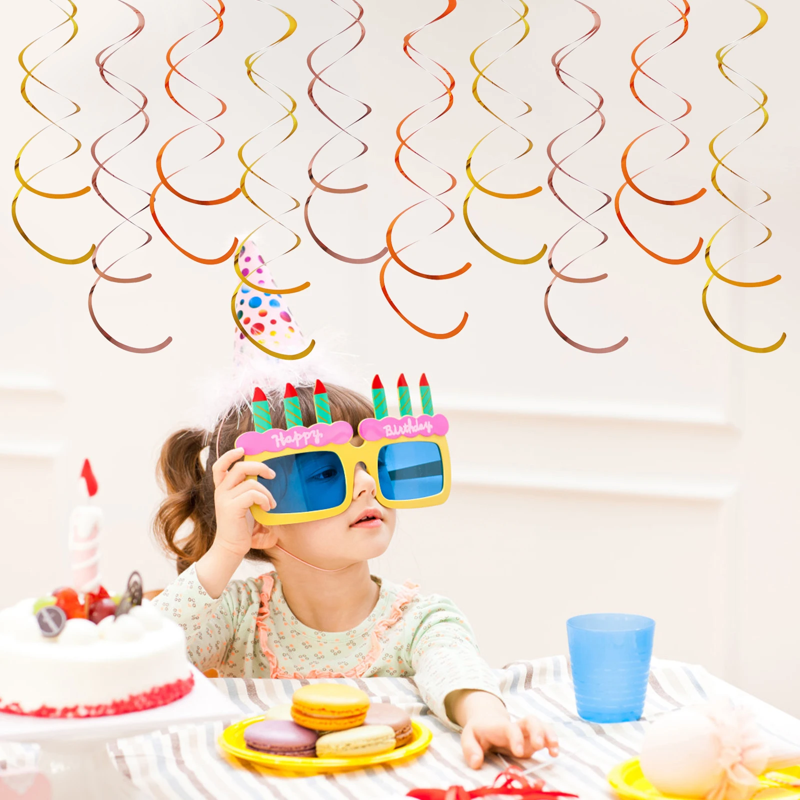 

36pcs Set 27.5inch Gold Aluminium Foil Streamers Decorations Hanging Swirls For Birthday Party Streamers Party Decorations