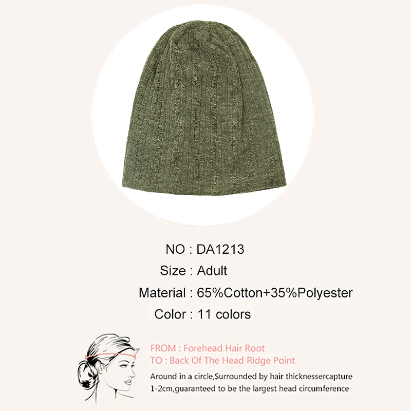 Geebro Winter Women Casual Solid Color Striped Skullies Beanies Femme Soft Slouchy Knitted Ribbed Caps Ladies Baggy Knit Hats 6
