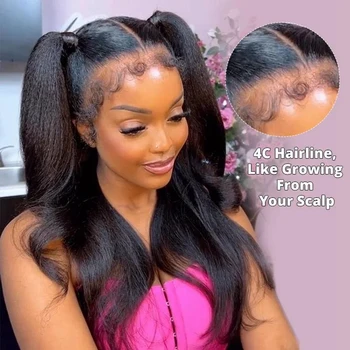 4C Edges Kinky Straight Natural Human Hair Wigs 13x5 HD Lace Front Wigs Human Hair Everyday & Special Events, Event Hairpiece 1