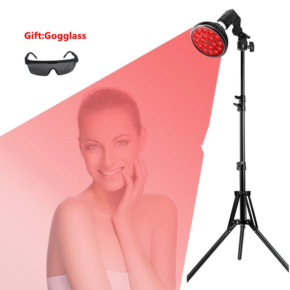 54W LED Red Light 18Pcs Chips Lamp 660nm&850nm Infrared Bulb with Floor Stand for Skin Care Fatigue Relief 360&deg; Adjustable