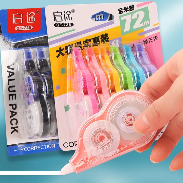Correction Tape Total 72 Meter 6-Pack Large Capacity Whiteout High-Aesthetic for Students School Supply Classroom Reward 1