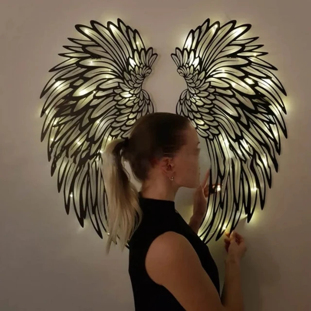 1Pair Angyal Szárnyak Led -Es Könnyűfém Szobor Dekoráció Tartozék Étterem Étkező Party Y5Gb - Image 3