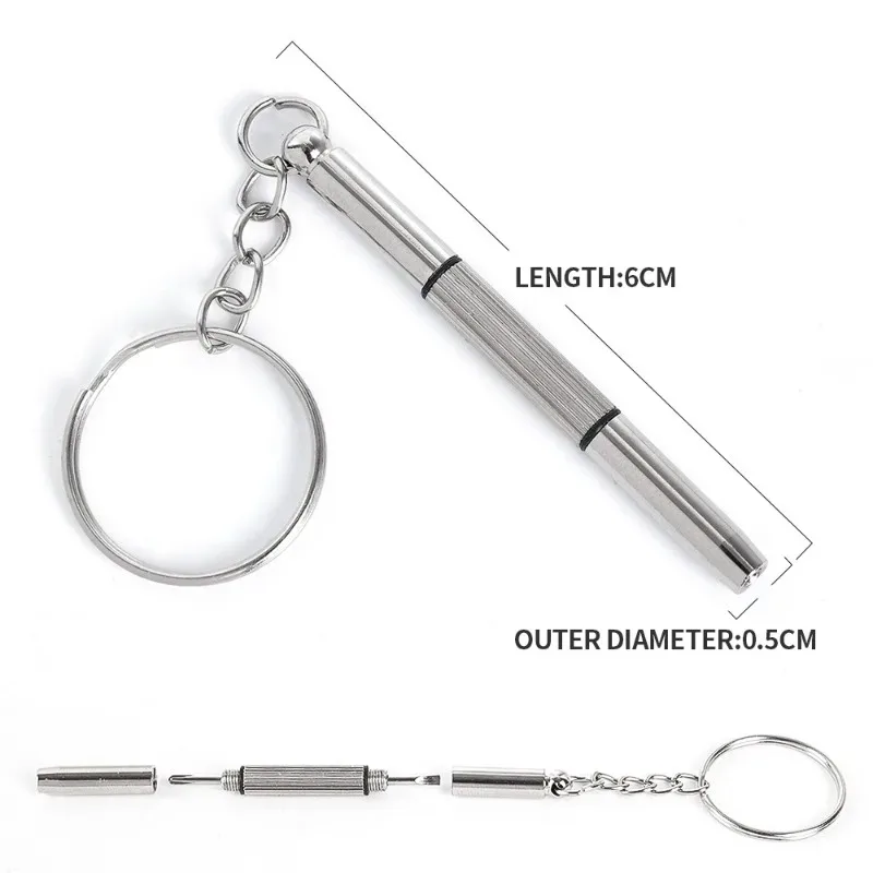 Mini Eyeglass Screwdriver Multifunction Stainless Steel Glasses Watch Screw Driver with Keychain Repair Kits Hand Tools 20/1pcs eyeglass screwdriver kit