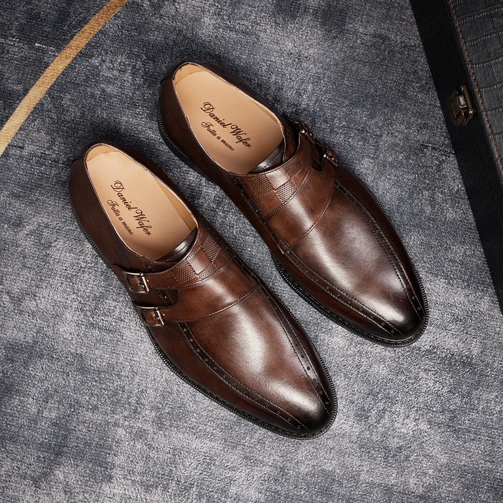 Herren-Loafer aus echtem Leder, luxuriöse Metallschnalle, formelle Herren-Freizeitschuhe, Slip-On-Schuhe mit spitzer Zehenpartie für Herren zur Hochzeit – Detail 20