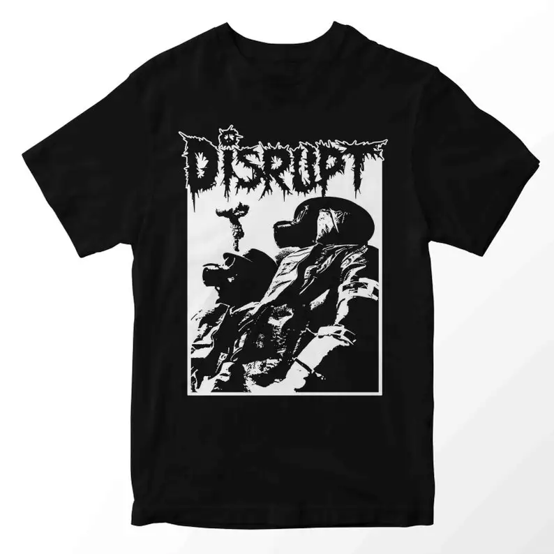 Discrupt Tshirt Crust Punk Men T-shirt Summer Cotton Short Sleeve O-Neck Men's T-Shirt