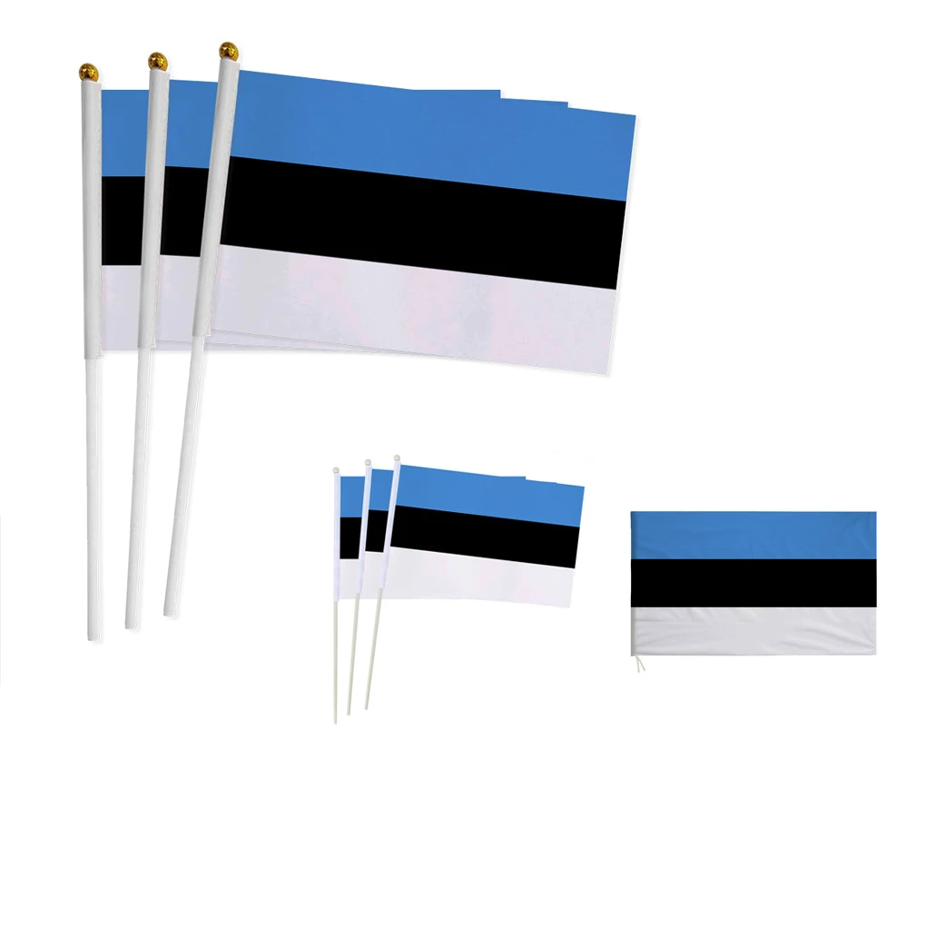 Z-One Flag 100Pcs Estonia Hand Flag 14*21Cm Estonian National Hand Waving Small Flag World European Country Decor