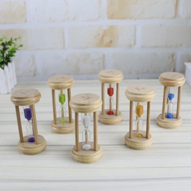 1pcs 5x5x10cm Wooden 1/2/3 Minute Hourglass Timer Time Creative Home Decoration Small Ornaments Living Room Sand Timer Liquid Hourglass Timer Colored Hourglass