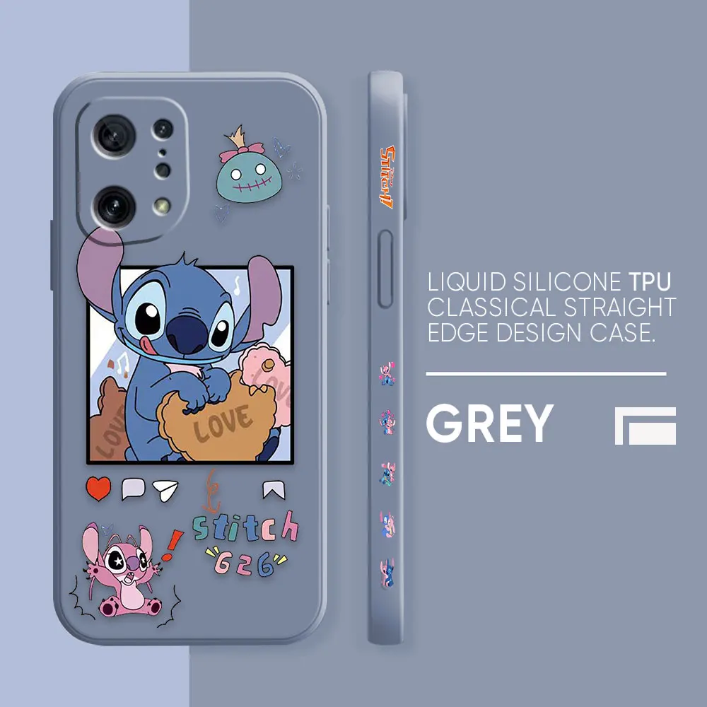 thumbnail image 1 of Case For OPPO FIND X6 X3 REALME X7 X50 RENO 2 4Z 4 6 Lite 5Z 5F 4G 5G PRO Liquid Silicone Case Cartoon Lilo & Stitch Angel, 1 of 5