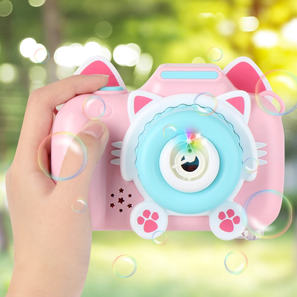 Fun Bubble Machine Electric Bubbles Camera Toy With Lighting Music Sound Control Outdoor Bubbles Machine Toys For Children Gifts