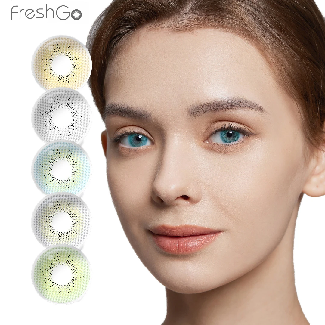 

Цветные контактные линзы FreshGo естественного цвета, линзы для глаз, зеленый цвет мокко, 1 пара, зеркальные линзы, мягкие школьники, красивый макияж