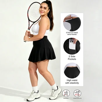 Plus Skort Womens Tennis Skirt Pleated Athletic Skirts with Pockets Shorts High Waisted Golf Skort for Workout Pickleball