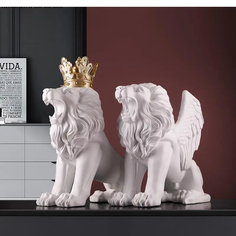 

Lucky Lion Statue Home Decoration Accessories Creative Resin Crafts Living Room Entrance Office Desktop Decoration Opening Gift