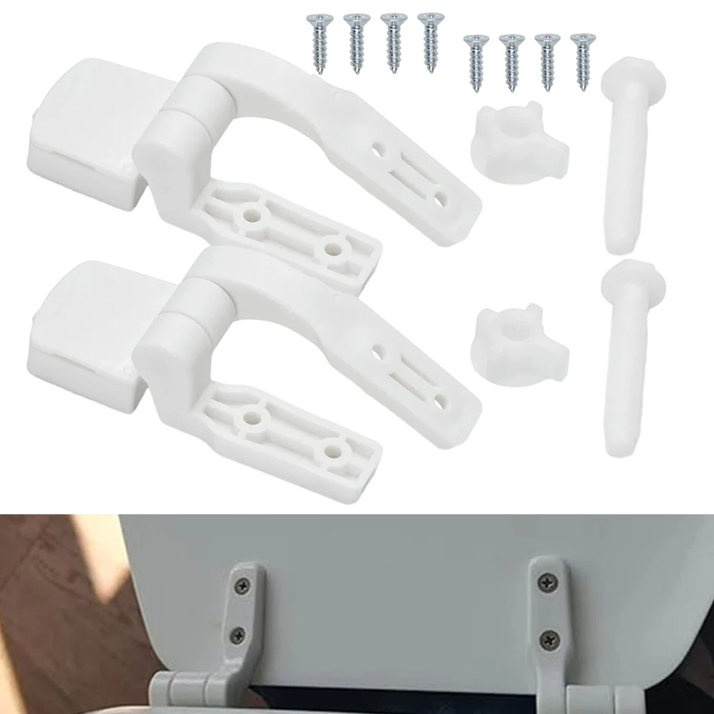White Plastic Toilet For Seat Lid Hinge Replacement With Bolts Screw Nuts Toilet Holder Cover Ring Connection Assembly Bathroom