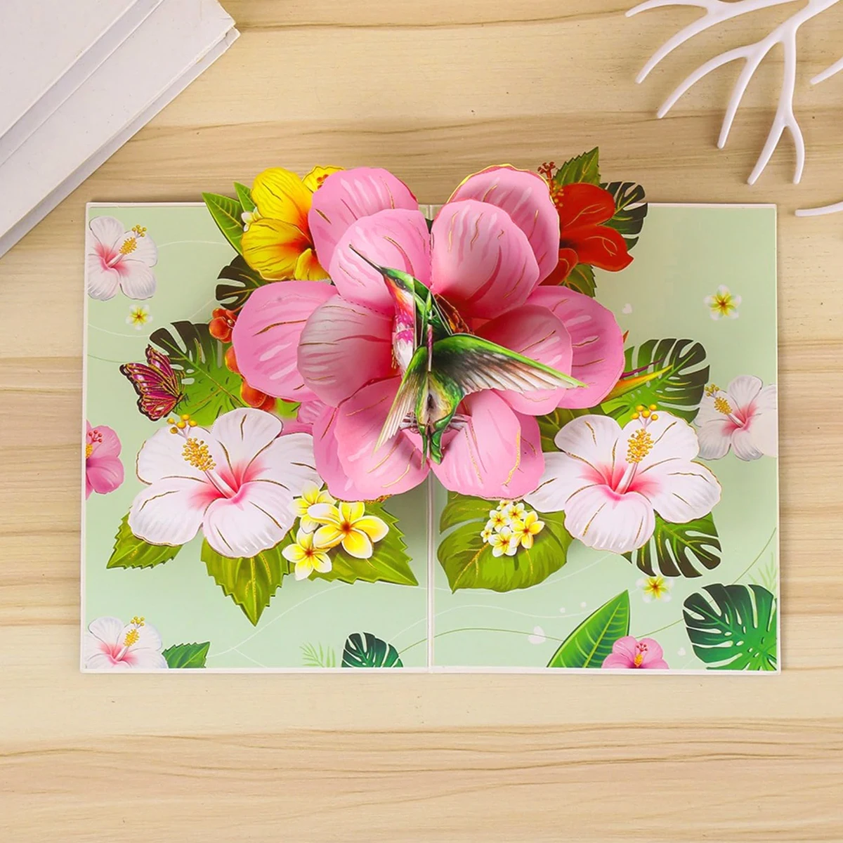 3D Pop Up Bouquet Hummingbird Flowers Happy Mother's Day Card Greeting Cards For Birthday Anniversary Wedding Mother's Day Gift