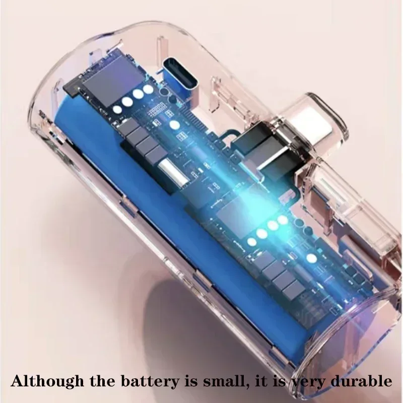 Mini Power Bank 30000mAh with Built-in Cable Plug and Play External Battery for Portable Charging, Suitable for Any Phone Model