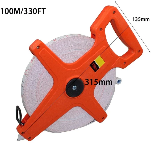 Tape Measure Reel 100M/330FT Fiberglass Open Reel Metric Measuring Ruler  Tools