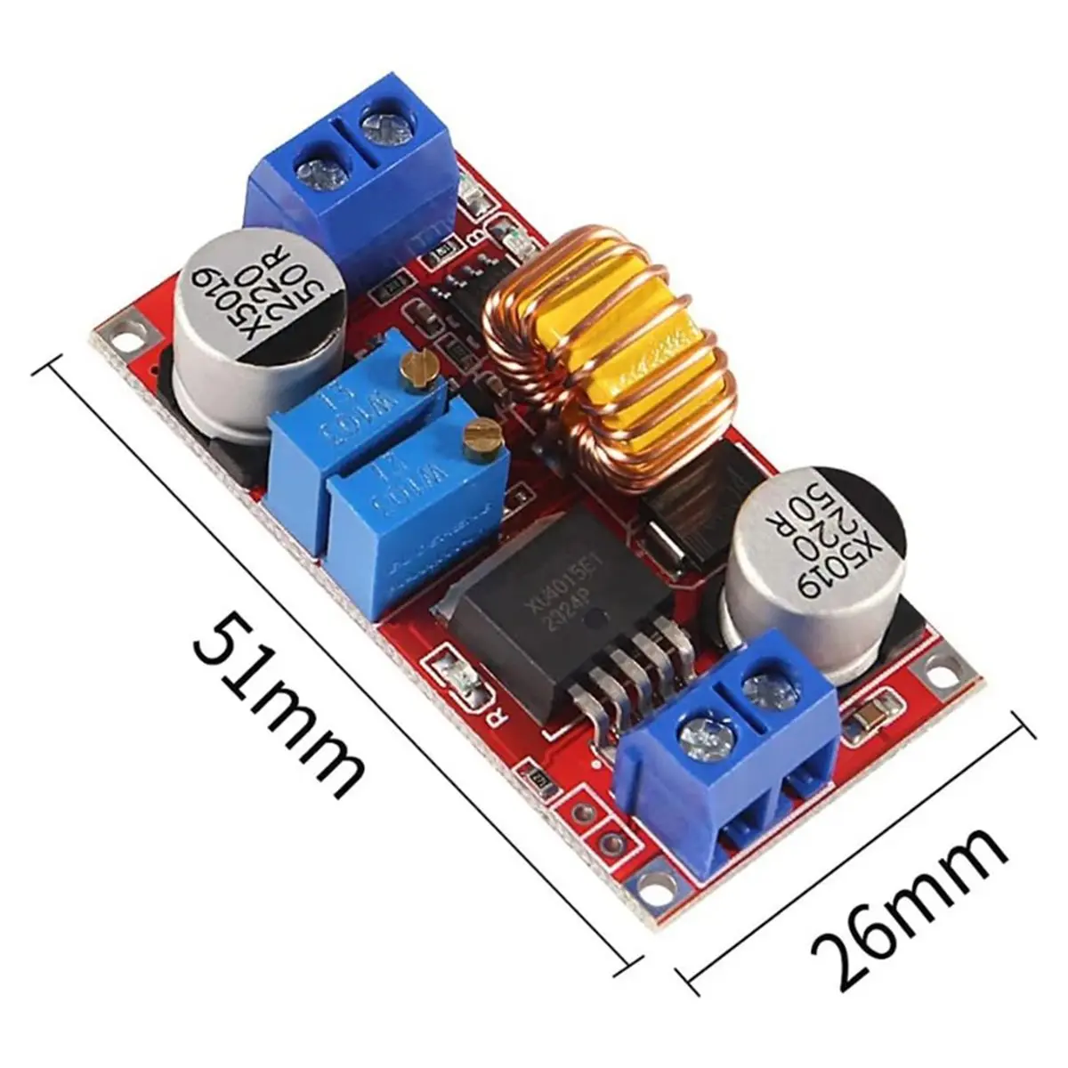 (A23G) 5개 5A DC-DC 조정 가능한 벅 컨버터 XL4015 4-38V 1.25-36V 스텝다운 전원 전압 조정기 전원 모듈