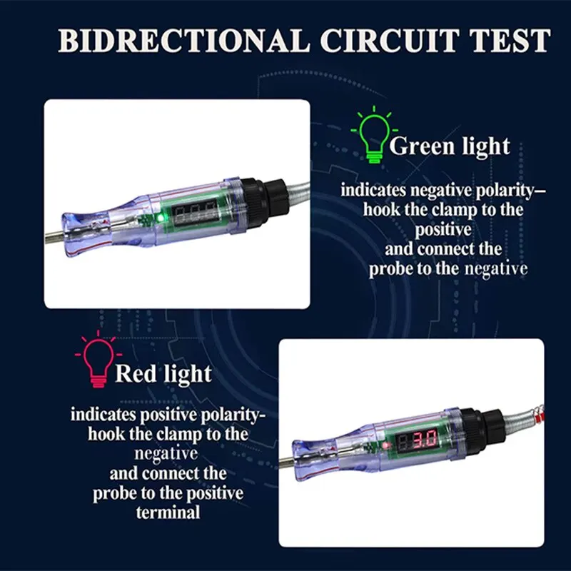 6V to 24V DC Car Truck Voltage Circuit Tester Digital Display Long Probe Pen Light Bulb Automobile Diagnostic Tools Auto Repair Voltage Tester Pen