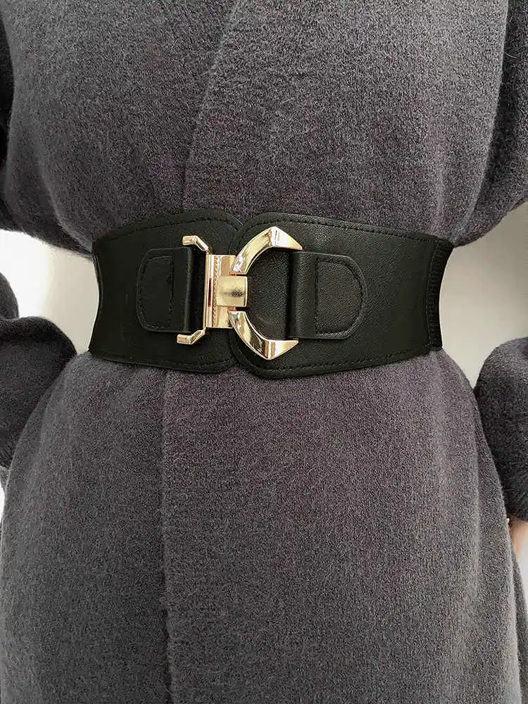 Women's Korean Retro Elastic Adjustable Decorative Waist Cincher Versatile Wide Belt
