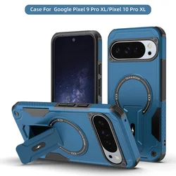 Luxury Shockproof Magnetic Armor Case with Wireless Charging and Business Bracket for Google Pixel 10a (Blue)