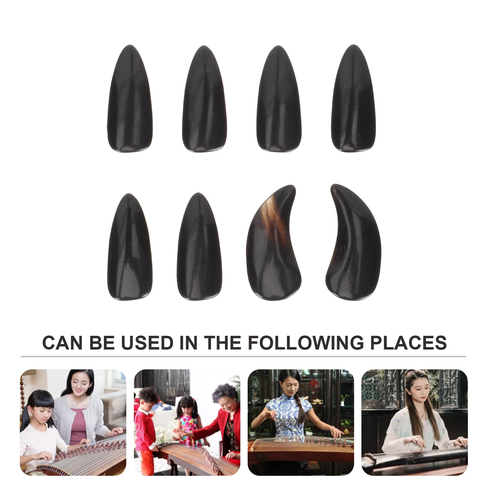 Natural Horn Nails Practice Accessories Performance Nails 8 pcs For Kids Adults Finger Nail Protectors