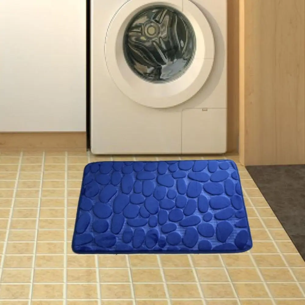 Cobblestone Embossed Non-Slip Washable Bath Mat Rug