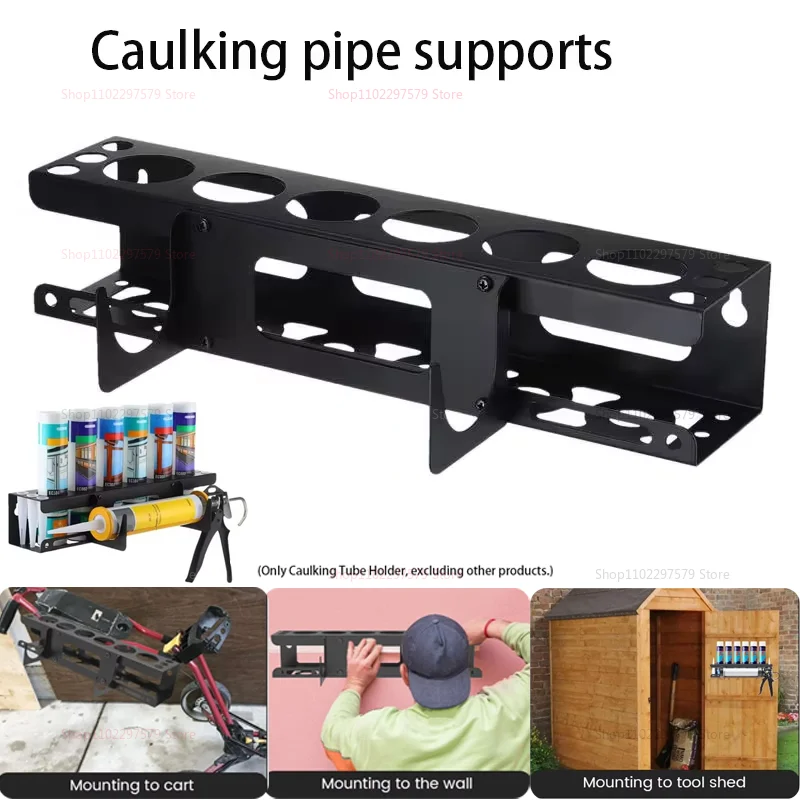 Wall-Mounted Caulking Gun Holder - Stores 1 Gun + 6 Tubes (16.3" Organizer For Garage/Workshop