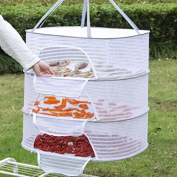 Asciugatrice sospesa pieghevole a 3 livelli in rete, vestiti portatili, erbe, frutta, coltura idroponica, fiori, verdura, bambola di pesce, stoccaggio per l'asciugatura 1