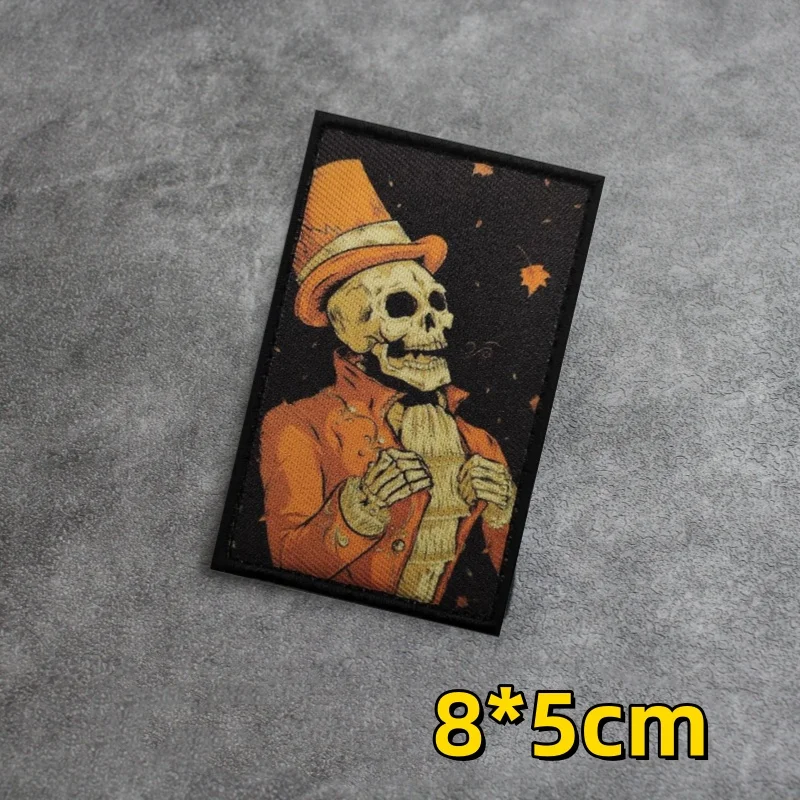 Kürbis Nacht Halloween Druck taktische Patch Victoria Herbst Schädel Abzeichen Klett verschluss Moral Abzeichen Outdoor Rucksack Aufkleber – Detail 5