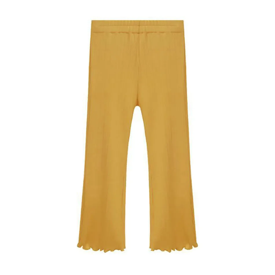 Children Summer Solid Color Thin Ice Silk Flare Pants Girls Ccasual Pants Versatile Fashion Pants Girl Princess Style Pants