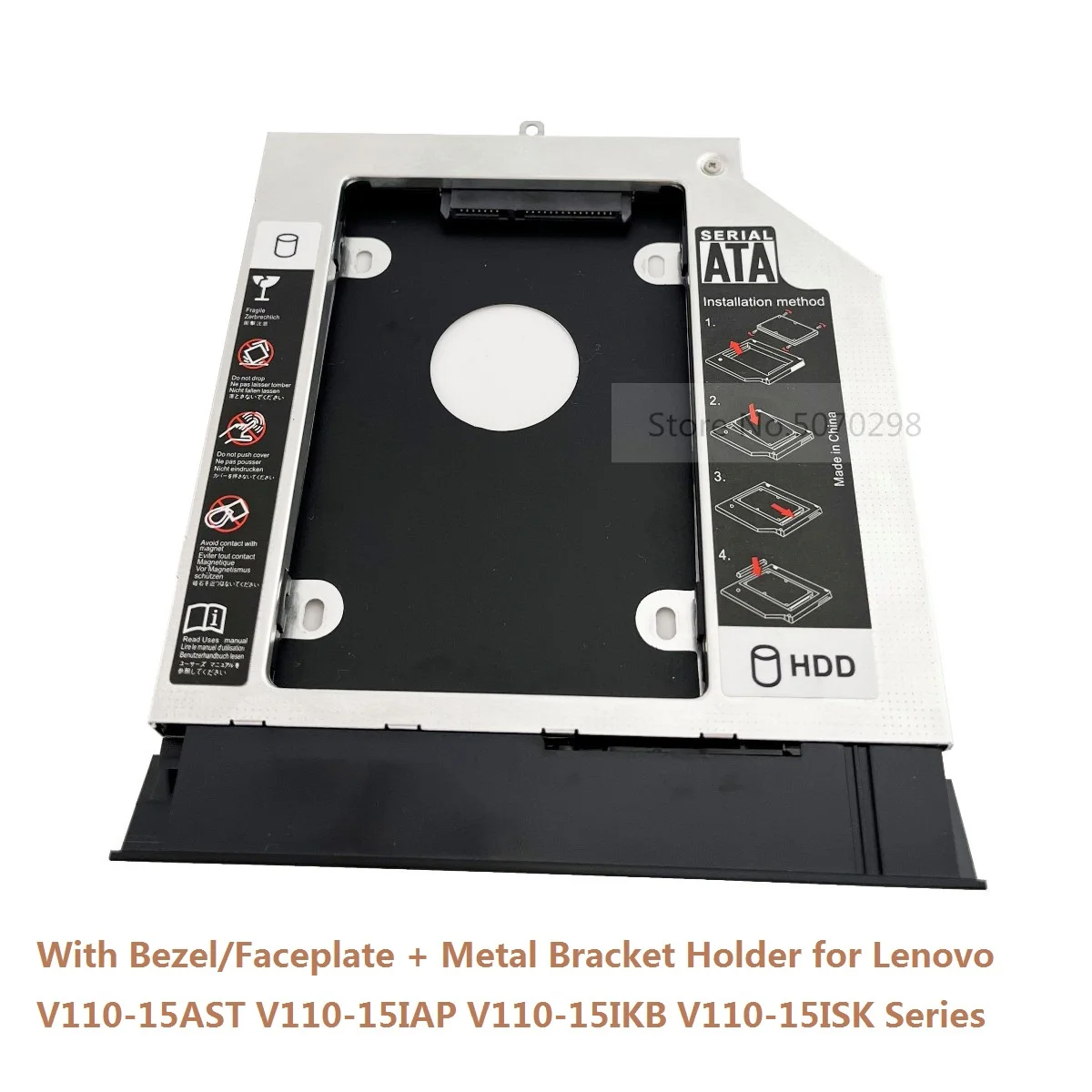 With Bezel Front Cover Faceplate Bracket 2nd 2.5 Hard Drive Hdd Ssd Caddy For Lenovo V11015ast