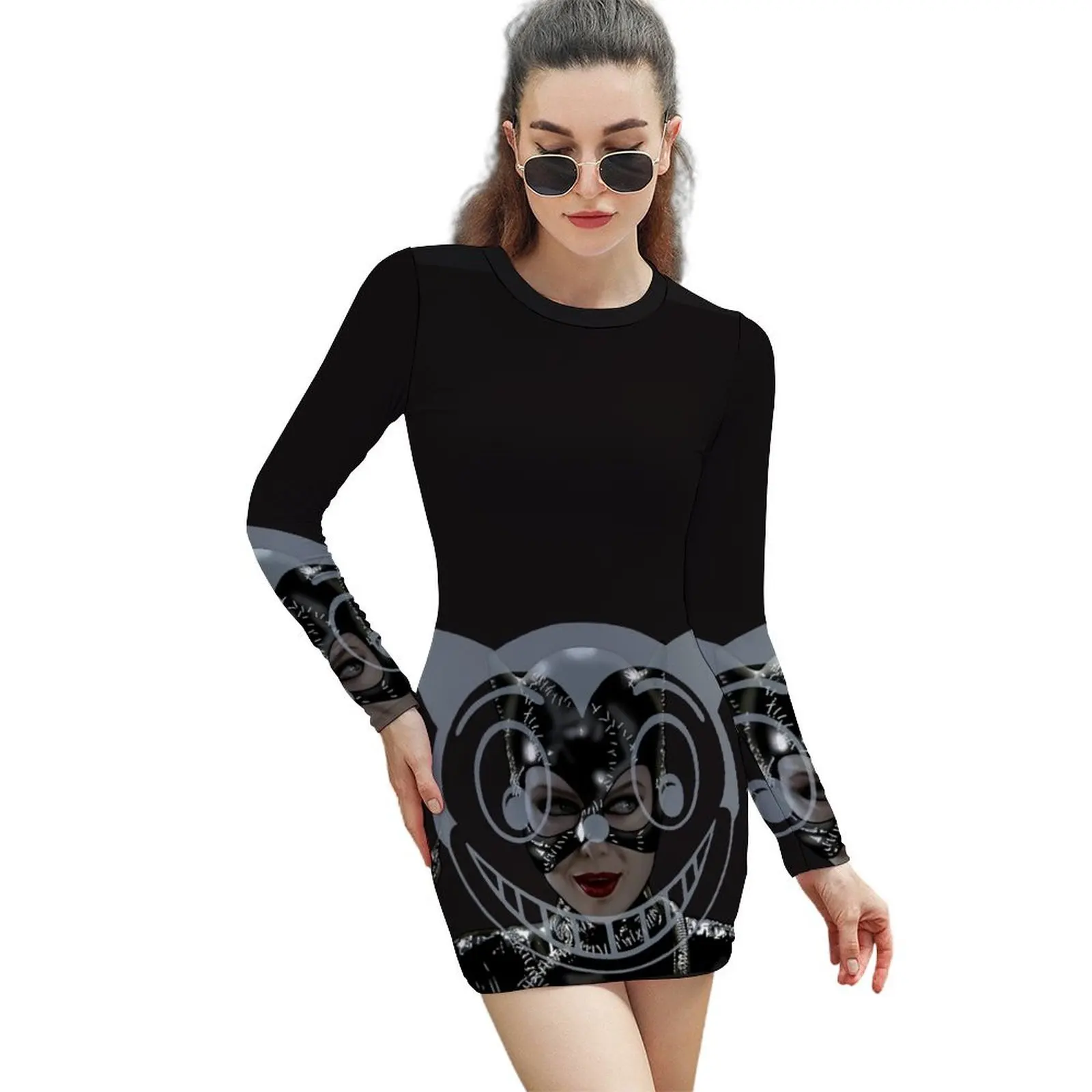 

CAT WOMAN SMILE Long-Sleeved Sheath Dress elegant dresses plus sizes dresses for women dresses summer woman 2024