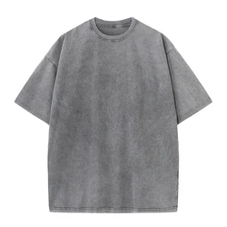 Men's Vintage Washed Heavy Cotton Oversized Streetwear T - Shirt - XXL (Gray)
